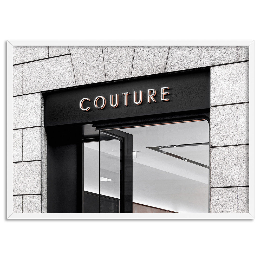 Couture Entrance Landscape B&W - Art Print, Poster, Stretched Canvas, or Framed Wall Art Print, shown in a white frame