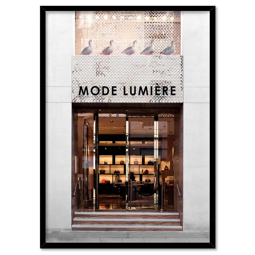 Mode Lumiere Entrance  - Art Print, Poster, Stretched Canvas, or Framed Wall Art Print, shown in a black frame