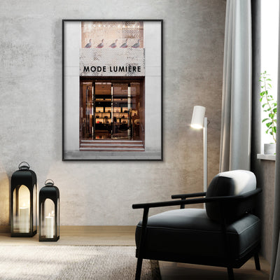 Mode Lumiere Entrance  - Art Print, Poster, Stretched Canvas or Framed Wall Art Prints, shown framed in a room