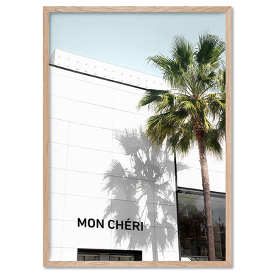 Mon Cheri Rodeo Drive - Art Print, Poster, Stretched Canvas, or Framed Wall Art Print, shown in a natural timber frame