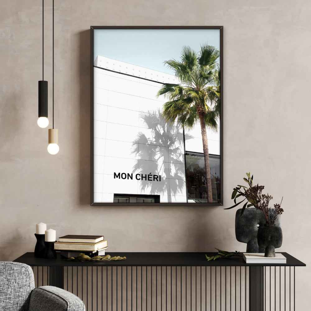 Mon Cheri Rodeo Drive - Art Print, Poster, Stretched Canvas or Framed Wall Art Prints, shown framed in a room