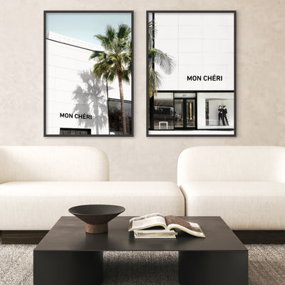 Mon Cheri Rodeo Drive - Art Print, Poster, Stretched Canvas or Framed Wall Art, shown framed in a home interior space