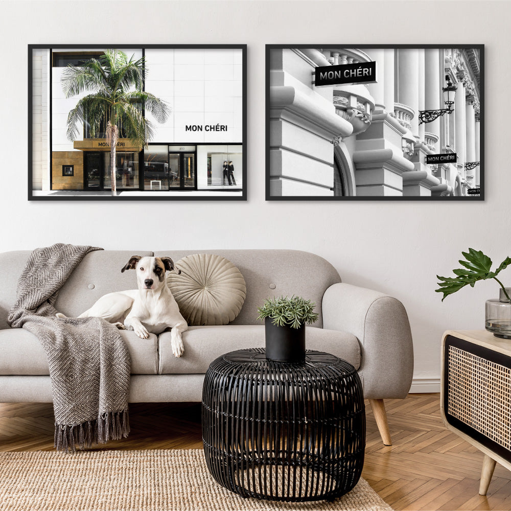 Mon Cheri Drive in Landscape - Art Print, Poster, Stretched Canvas or Framed Wall Art, shown framed in a home interior space