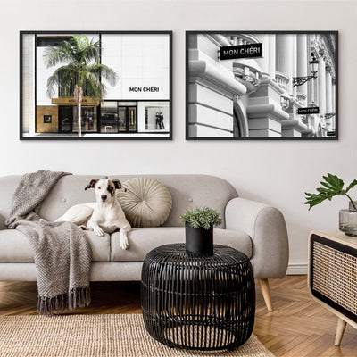 Mon Cheri Drive in Landscape - Art Print, Poster, Stretched Canvas or Framed Wall Art, shown framed in a home interior space