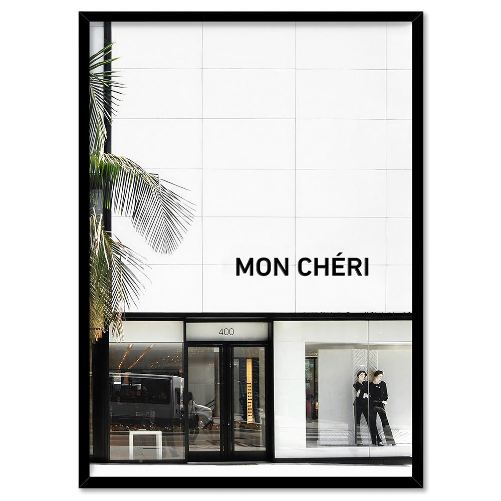 Mon Cheri Rodeo Drive III - Art Print, Poster, Stretched Canvas, or Framed Wall Art Print, shown in a black frame