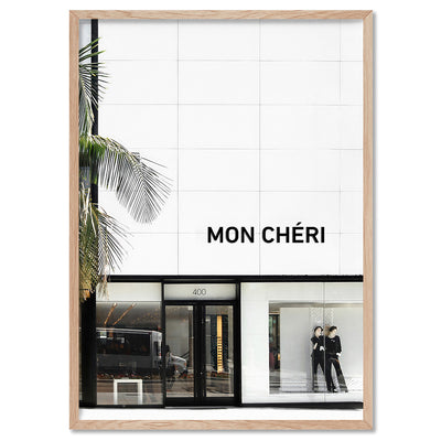 Mon Cheri Rodeo Drive III - Art Print, Poster, Stretched Canvas, or Framed Wall Art Print, shown in a natural timber frame