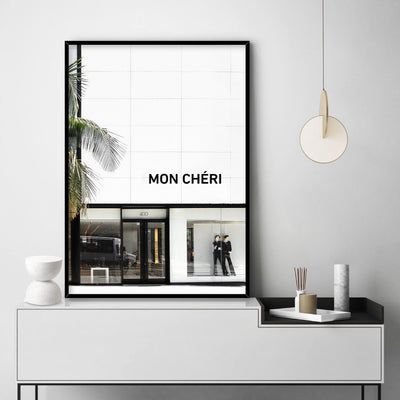 Mon Cheri Rodeo Drive III - Art Print, Poster, Stretched Canvas or Framed Wall Art Prints, shown framed in a room