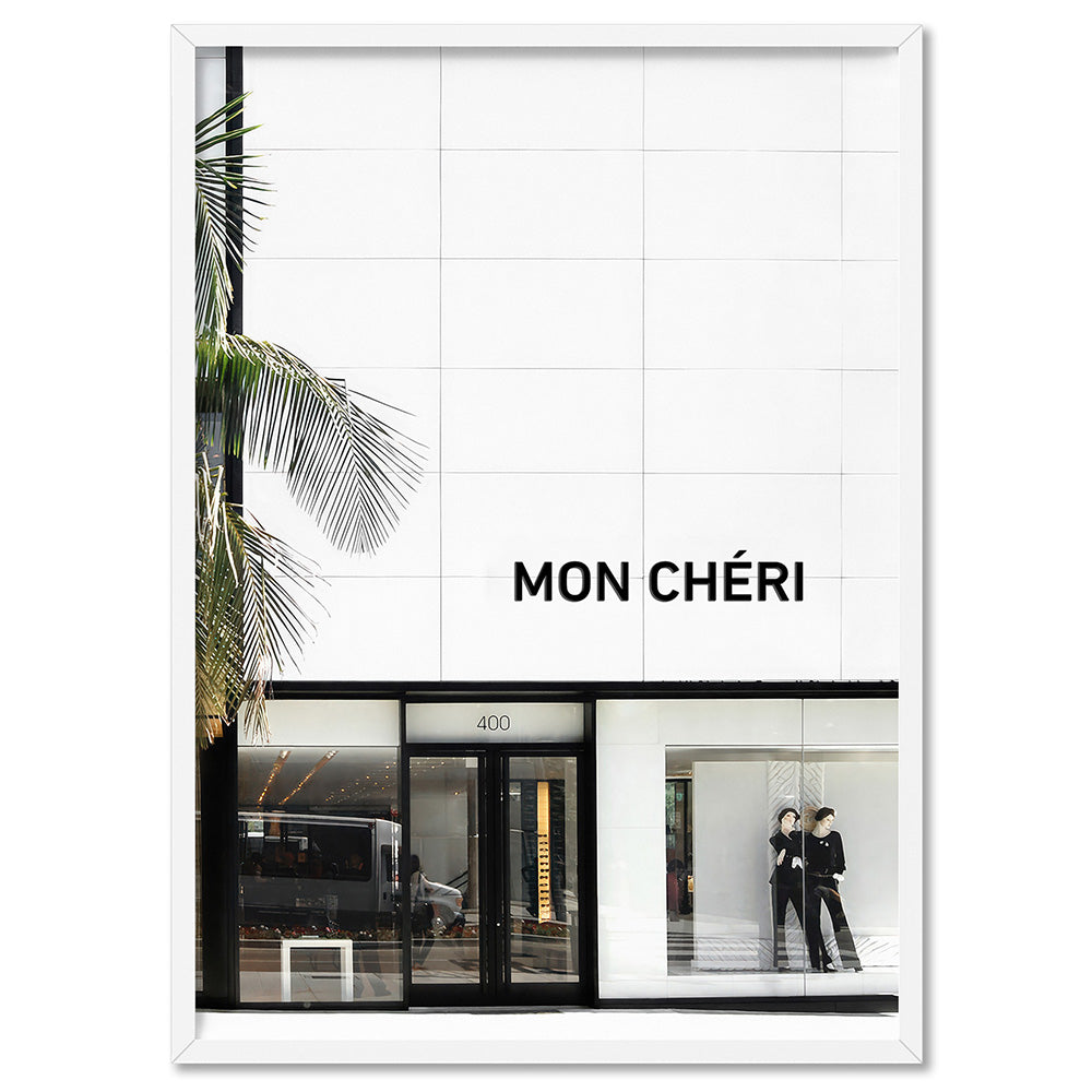 Mon Cheri Rodeo Drive III - Art Print, Poster, Stretched Canvas, or Framed Wall Art Print, shown in a white frame