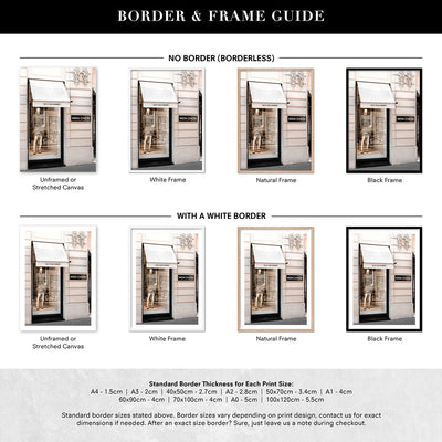 Mon Cheri Rue Cambon - Art Print, Poster, Stretched Canvas or Framed Wall Art, Showing White , Black, Natural Frame Colours, No Frame (Unframed) or Stretched Canvas, and With or Without White Borders