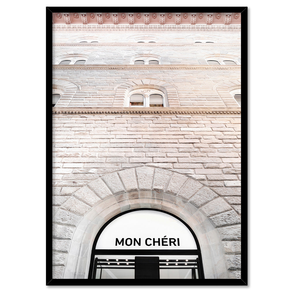Mon Cheri Arches - Art Print, Poster, Stretched Canvas, or Framed Wall Art Print, shown in a black frame