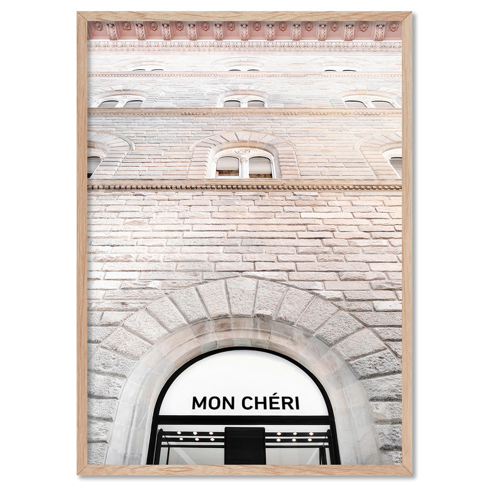 Mon Cheri Arches - Art Print, Poster, Stretched Canvas, or Framed Wall Art Print, shown in a natural timber frame