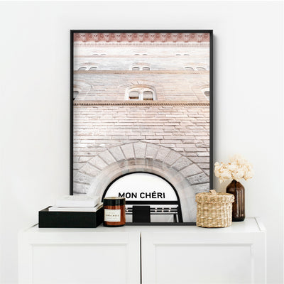 Mon Cheri Arches - Art Print, Poster, Stretched Canvas or Framed Wall Art Prints, shown framed in a room