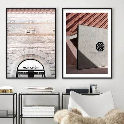 Mon Cheri Arches - Art Print, Poster, Stretched Canvas or Framed Wall Art, shown framed in a home interior space