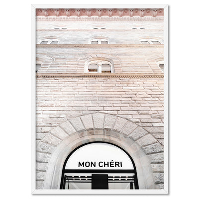 Mon Cheri Arches - Art Print, Poster, Stretched Canvas, or Framed Wall Art Print, shown in a white frame