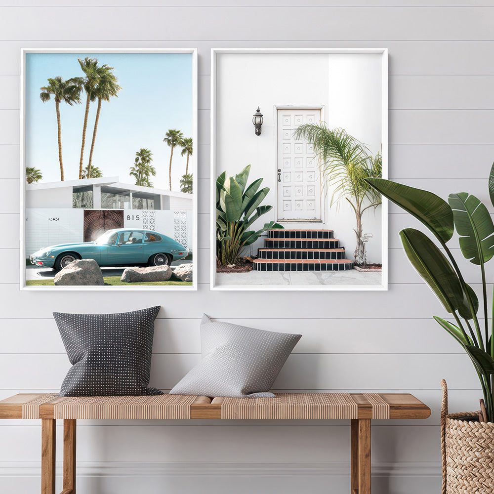 Palm Villa Door Long Beach - Art Print, Poster, Stretched Canvas or Framed Wall Art, shown framed in a home interior space