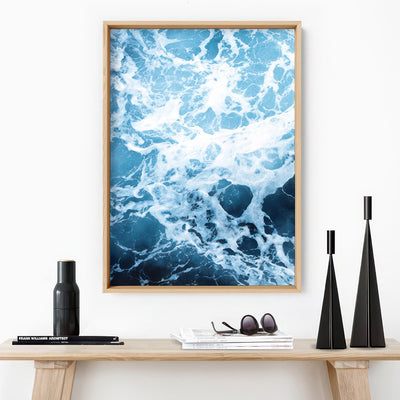 Ocean Beach Waves & Sea Foam II - Art Print, Poster, Stretched Canvas or Framed Wall Art Prints, shown framed in a room