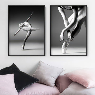 Ballerina Pose V - Art Print, Poster, Stretched Canvas or Framed Wall Art, shown framed in a home interior space