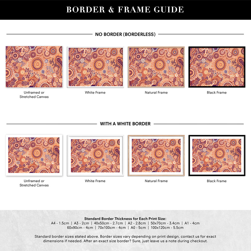 Burnt Radiance in Terracotta  - Art Print by Leah Cummins, Poster, Stretched Canvas or Framed Wall Art, Showing White , Black, Natural Frame Colours, No Frame (Unframed) or Stretched Canvas, and With or Without White Borders