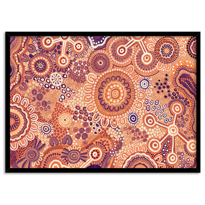 Burnt Radiance in Terracotta  - Art Print by Leah Cummins, Poster, Stretched Canvas, or Framed Wall Art Print, shown in a black frame