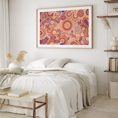 Burnt Radiance in Terracotta  - Art Print by Leah Cummins, Poster, Stretched Canvas or Framed Wall Art Prints, shown framed in a room