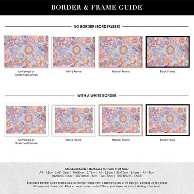 Burnt Radiance in Purple - Art Print by Leah Cummins, Poster, Stretched Canvas or Framed Wall Art, Showing White , Black, Natural Frame Colours, No Frame (Unframed) or Stretched Canvas, and With or Without White Borders