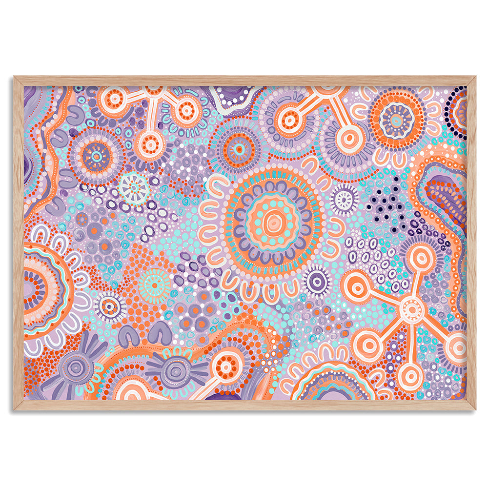 Burnt Radiance in Purple - Art Print by Leah Cummins, Poster, Stretched Canvas, or Framed Wall Art Print, shown in a natural timber frame