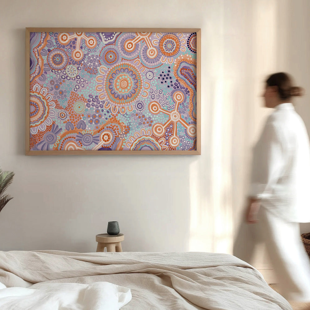 Burnt Radiance in Purple - Art Print by Leah Cummins, Poster, Stretched Canvas or Framed Wall Art Prints, shown framed in a room