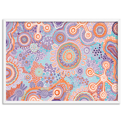 Burnt Radiance in Purple - Art Print by Leah Cummins, Poster, Stretched Canvas, or Framed Wall Art Print, shown in a white frame