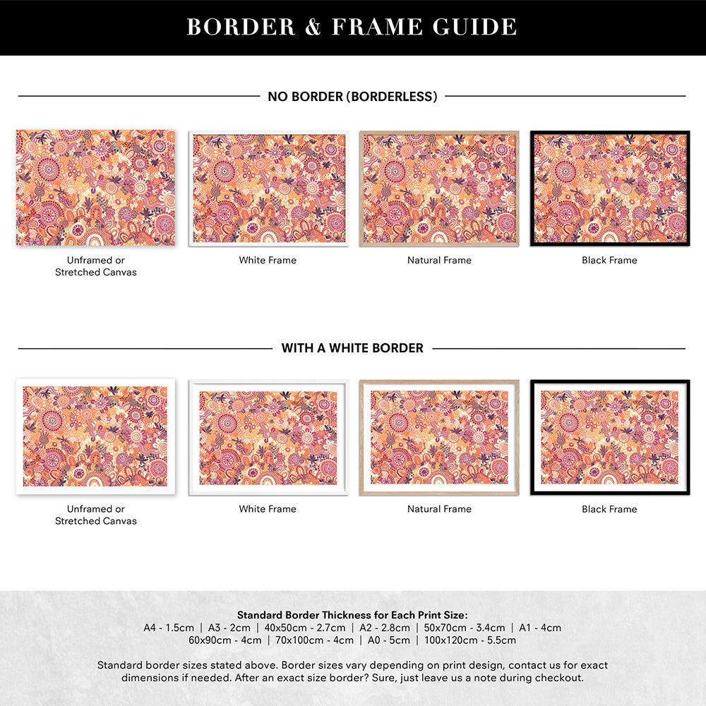 Flourishing in Terracotta  - Art Print by Leah Cummins, Poster, Stretched Canvas or Framed Wall Art, Showing White , Black, Natural Frame Colours, No Frame (Unframed) or Stretched Canvas, and With or Without White Borders