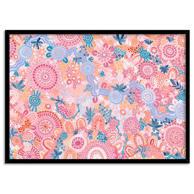 Flourishing in Rainbow  - Art Print by Leah Cummins, Poster, Stretched Canvas, or Framed Wall Art Print, shown in a black frame