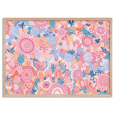 Flourishing in Rainbow  - Art Print by Leah Cummins, Poster, Stretched Canvas, or Framed Wall Art Print, shown in a natural timber frame