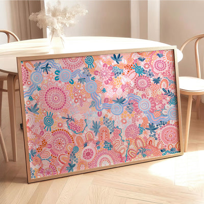 Flourishing in Rainbow  - Art Print by Leah Cummins, Poster, Stretched Canvas or Framed Wall Art Prints, shown framed in a room