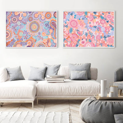 Flourishing in Rainbow  - Art Print by Leah Cummins, Poster, Stretched Canvas or Framed Wall Art, shown framed in a home interior space