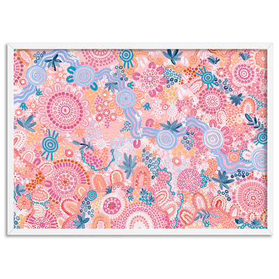 Flourishing in Rainbow  - Art Print by Leah Cummins, Poster, Stretched Canvas, or Framed Wall Art Print, shown in a white frame