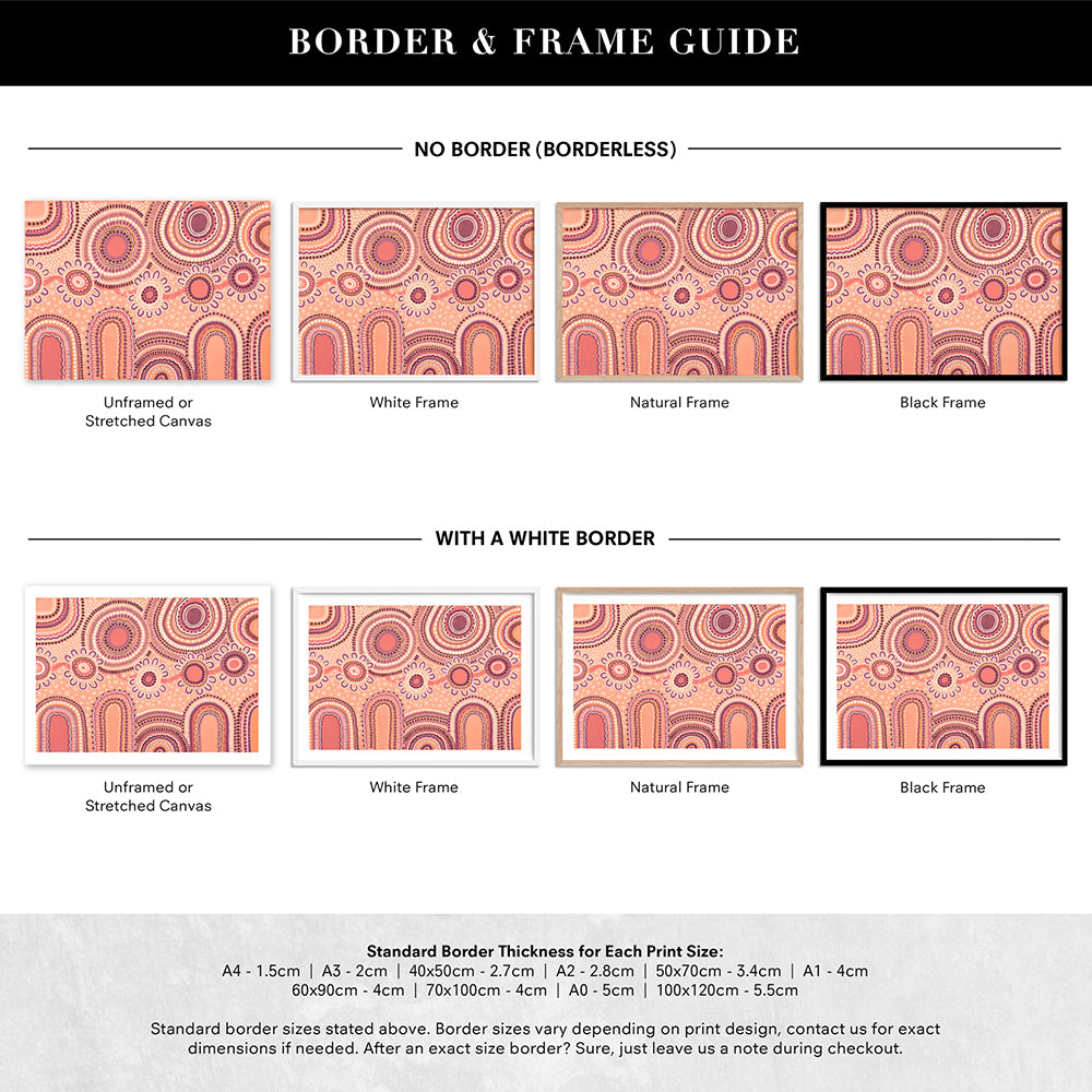 Journey in Terracotta  - Art Print by Leah Cummins, Poster, Stretched Canvas or Framed Wall Art, Showing White , Black, Natural Frame Colours, No Frame (Unframed) or Stretched Canvas, and With or Without White Borders