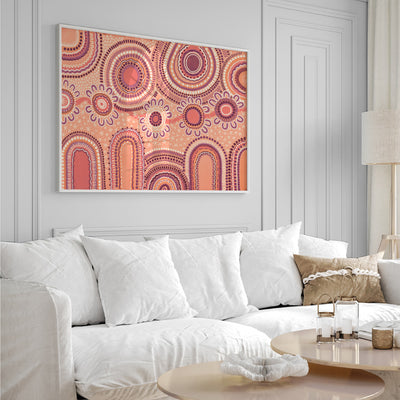 Journey in Terracotta  - Art Print by Leah Cummins, Poster, Stretched Canvas or Framed Wall Art Prints, shown framed in a room