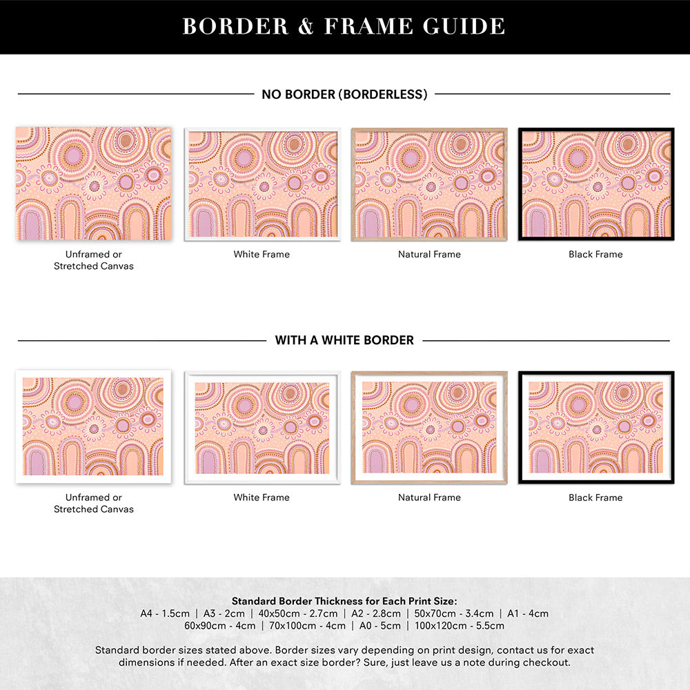 Journey in Pastels  - Art Print by Leah Cummins, Poster, Stretched Canvas or Framed Wall Art, Showing White , Black, Natural Frame Colours, No Frame (Unframed) or Stretched Canvas, and With or Without White Borders