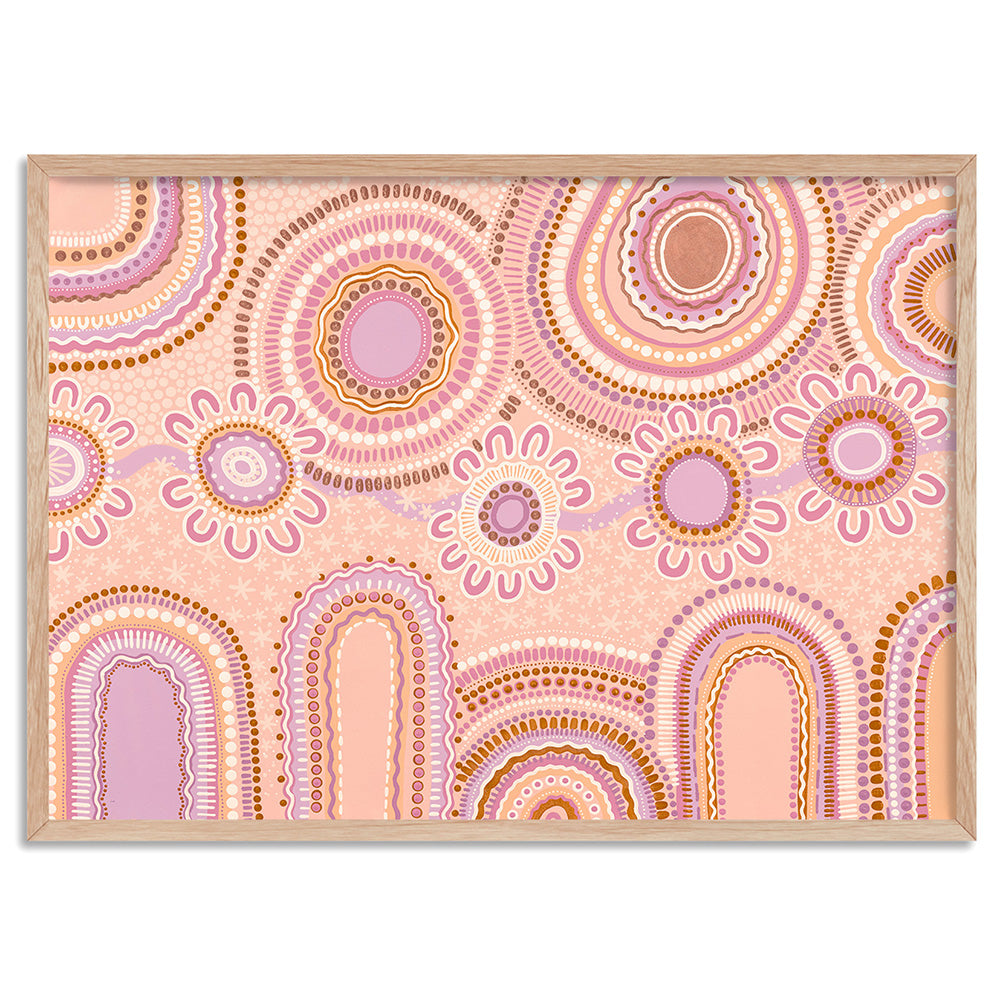 Journey in Pastels  - Art Print by Leah Cummins, Poster, Stretched Canvas, or Framed Wall Art Print, shown in a natural timber frame