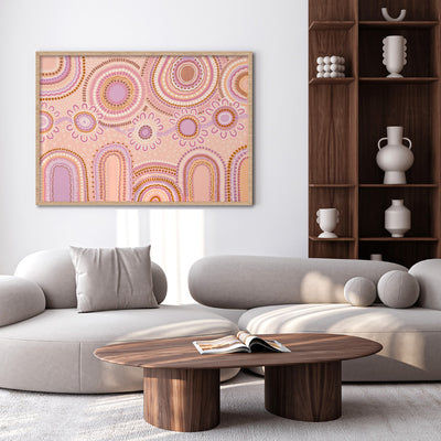 Journey in Pastels  - Art Print by Leah Cummins, Poster, Stretched Canvas or Framed Wall Art Prints, shown framed in a room