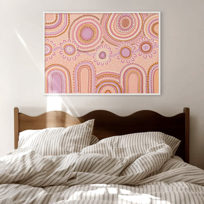 Journey in Pastels  - Art Print by Leah Cummins, Poster, Stretched Canvas or Framed Wall Art, shown framed in a home interior space