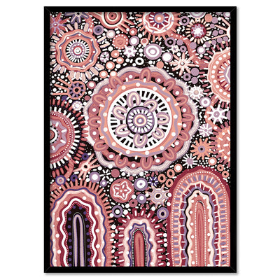 Land Over Mountains - Art Print by Leah Cummins, Poster, Stretched Canvas, or Framed Wall Art Print, shown in a black frame