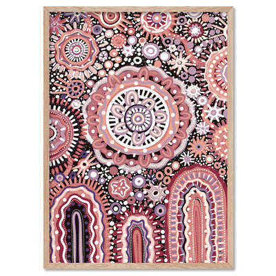 Land Over Mountains - Art Print by Leah Cummins, Poster, Stretched Canvas, or Framed Wall Art Print, shown in a natural timber frame