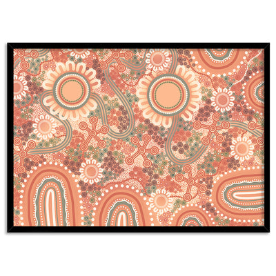 Blooming Edition 1 Orange - Art Print by Leah Cummins, Poster, Stretched Canvas, or Framed Wall Art Print, shown in a black frame