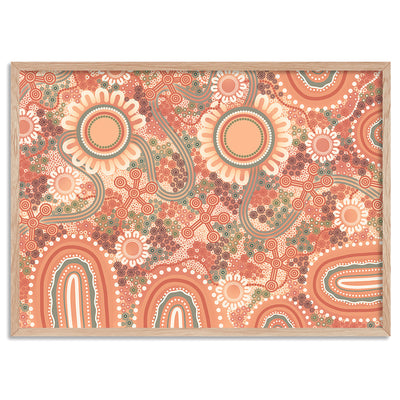 Blooming Edition 1 Orange - Art Print by Leah Cummins, Poster, Stretched Canvas, or Framed Wall Art Print, shown in a natural timber frame