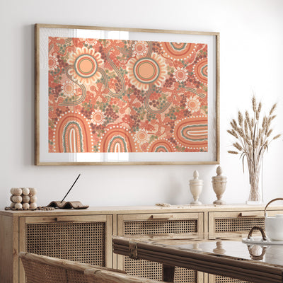 Blooming Edition 1 Orange - Art Print by Leah Cummins, Poster, Stretched Canvas or Framed Wall Art Prints, shown framed in a room