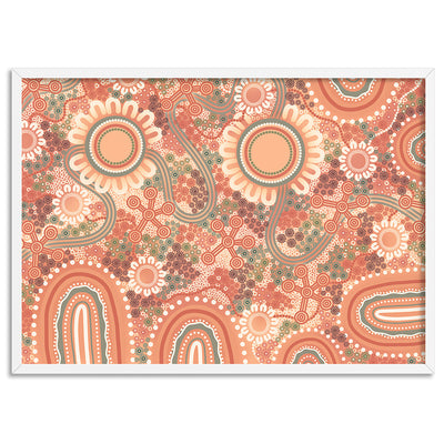 Blooming Edition 1 Orange - Art Print by Leah Cummins, Poster, Stretched Canvas, or Framed Wall Art Print, shown in a white frame