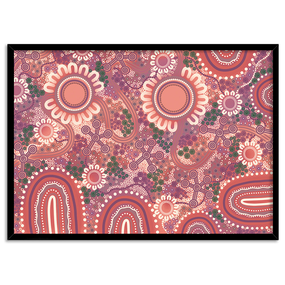 Blooming Edition 1 Pink - Art Print by Leah Cummins, Poster, Stretched Canvas, or Framed Wall Art Print, shown in a black frame