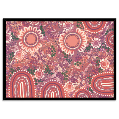 Blooming Edition 1 Pink - Art Print by Leah Cummins, Poster, Stretched Canvas, or Framed Wall Art Print, shown in a black frame