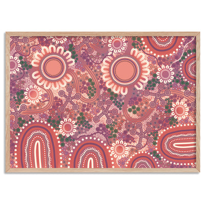 Blooming Edition 1 Pink - Art Print by Leah Cummins, Poster, Stretched Canvas, or Framed Wall Art Print, shown in a natural timber frame