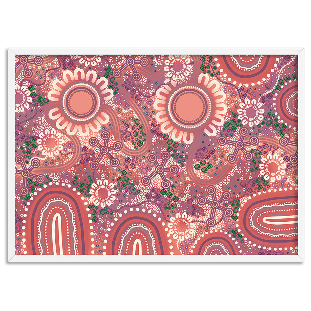 Blooming Edition 1 Pink - Art Print by Leah Cummins, Poster, Stretched Canvas, or Framed Wall Art Print, shown in a white frame